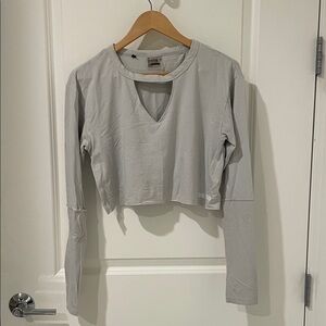 Gymshark Light Gray Long Sleeve Crop Top